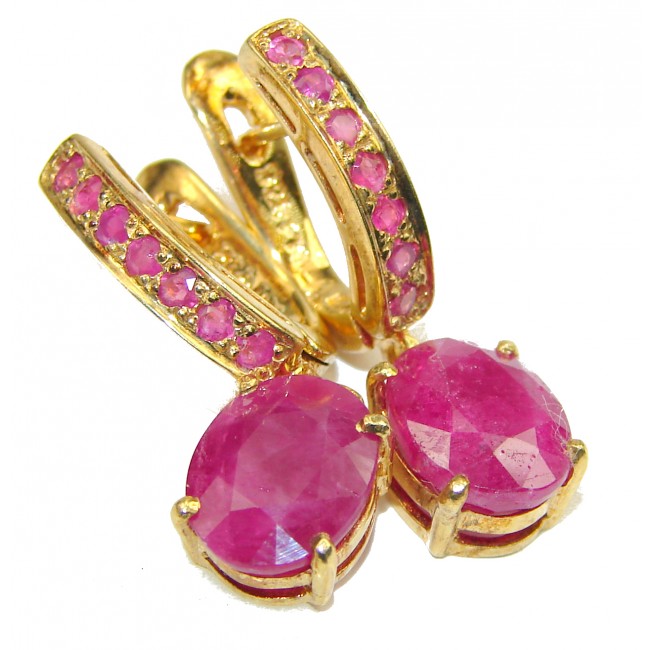 Spectacular natural Ruby 14k Gold over .925 Sterling Silver handcrafted earrings
