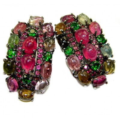 Spectacular Ruby Watermelon Tourmaline .925 Sterling Silver handcrafted earrings