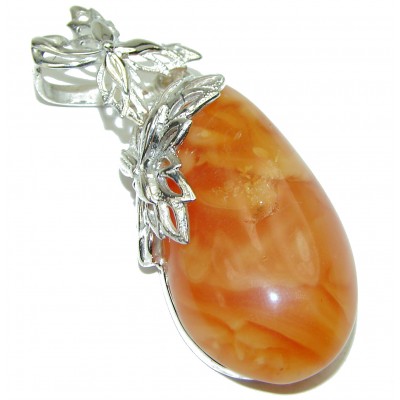 Excellent quality Genuine Baltic Amber .925 Sterling Silver handmade pendant