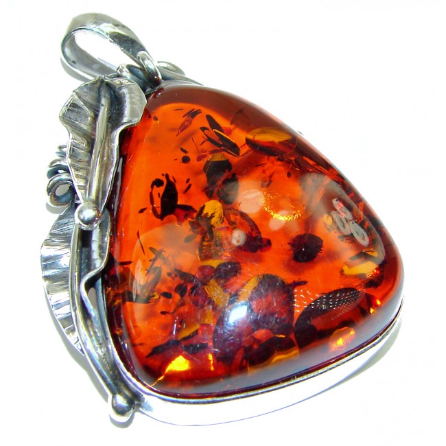Classy Genuine Baltic Amber .925 Sterling Silver handmade pendant