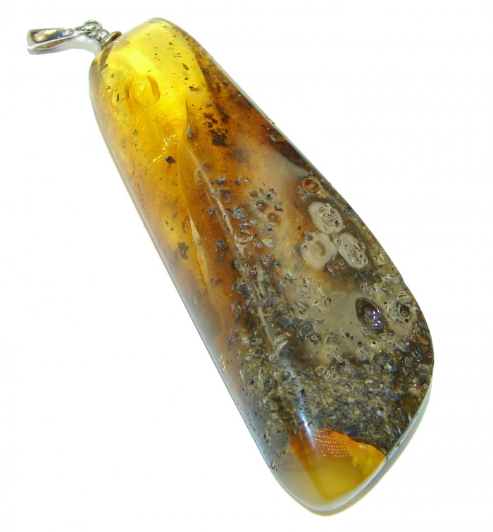 HUGE Genuine Baltic Amber .925 Sterling Silver handmade pendant
