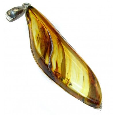 Saharan Wind Genuine Baltic Amber .925 Sterling Silver handmade pendant
