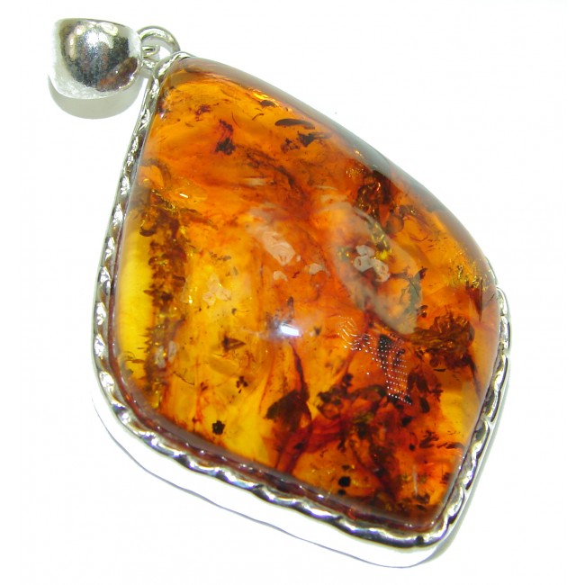 Genuine Baltic Amber .925 Sterling Silver handmade pendant