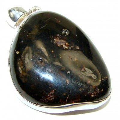 Timeless Treasure Genuine Dark Baltic Amber .925 Sterling Silver handmade pendant