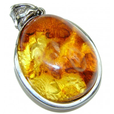 Vintage Beauty authentic Amber .925 Sterling Silver handmade Pendant