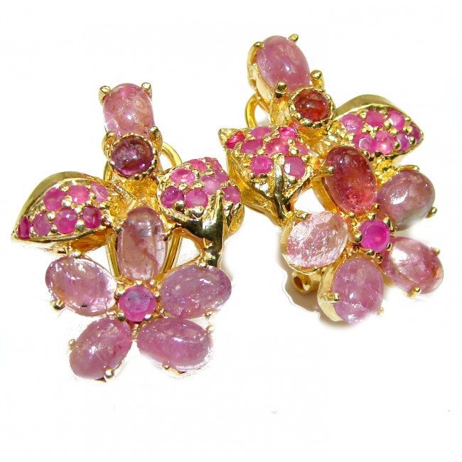 Spectacular natural Ruby 14k Gold over .925 Sterling Silver handcrafted earrings