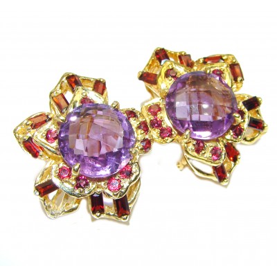 Purple Amethyst 14K Gold over .925 Sterling Silver handcrafted earrings