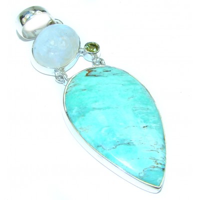 very Rare Authentic Variscite .925 Sterling Silver handcrafted Pendant