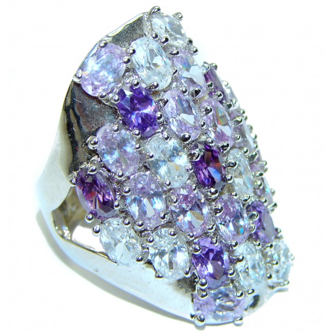 Vintage Style Amethyst .925 Sterling Silver handmade Cocktail Ring s. 7 3/4
