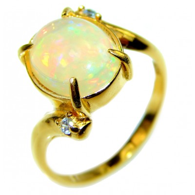 6.5 carat Ethiopian Opal 18k yellow Gold over .925 Sterling Silver handcrafted ring size 6 1/2