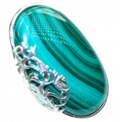 LARGE Green Beauty Malachite .925 Sterling Silver handcrafted ring size 7