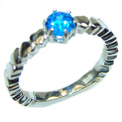 Swiss Blue Topaz .925 Sterling Silver handmade Ring size 7