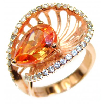 Golden Rose Authentic Golden Topaz 14K Gold over .925 Sterling Silver handcrafted ring; s. 8