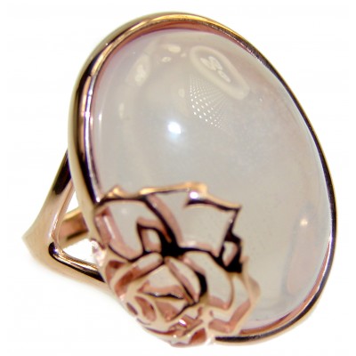 Large 15.2 carat Rose Quartz 18K Gold over .925 Sterling Silver brilliantly handcrafted ring s. 7