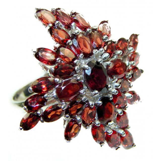 Large Scarlet Starlight Authentic Garnet .925 Sterling Silver Ring size 8 1/4