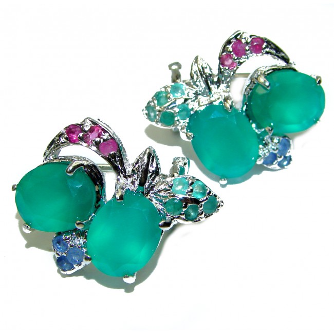 Marvelous Green Agate .925 Sterling Silver earrings