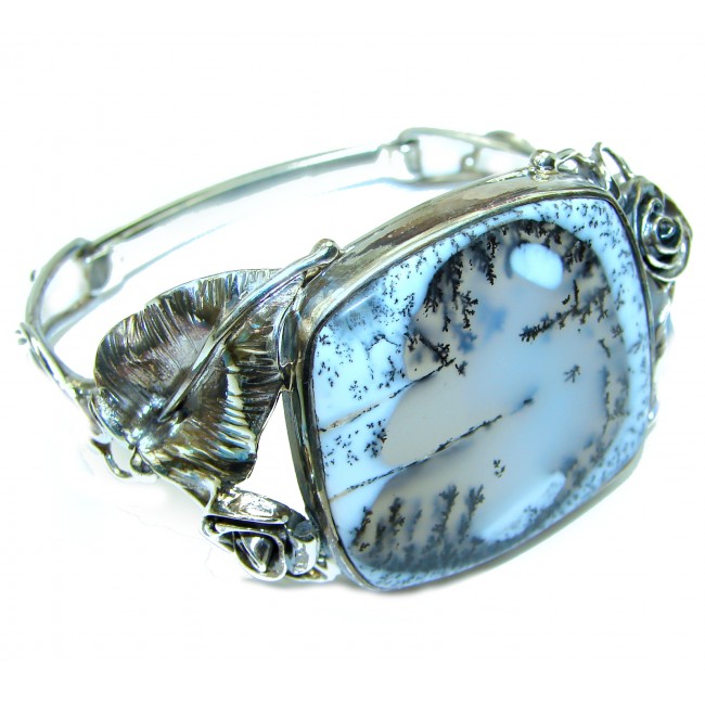 PURE PURFECTION Dendritic Agate highly polished .925 Sterling Silver handcrafted Bracelet