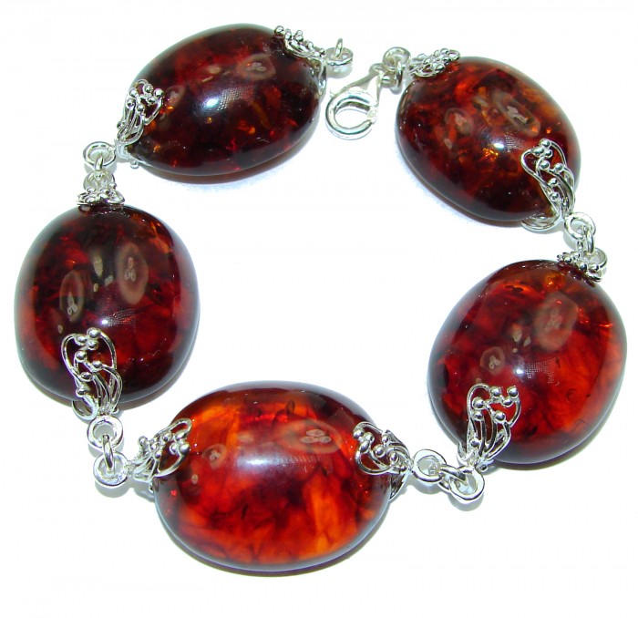 Beautiful multicolor Amber .925 Sterling Silver handcrafted Bracelet
