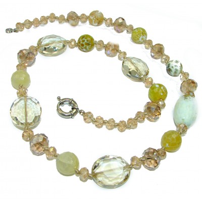 Touch Of Life Topaz & Tourmalinated Quartz Silver necklace
