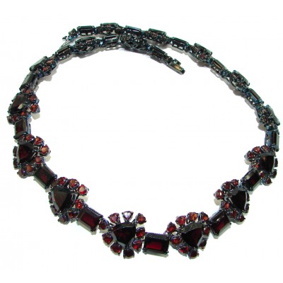 Marvels authentic Garnet black rhodium over .925 Sterling Silver handcrafted LARGE necklace