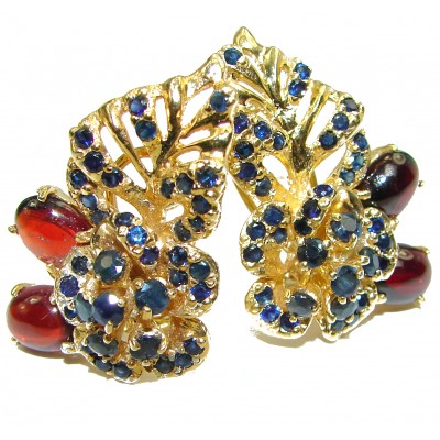 Unique Garnet Sapphire 14K Gold over .925 Sterling Silver earrings