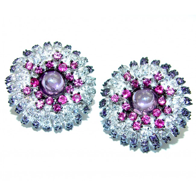 Unique Amethyst Pink Sapphire .925 Sterling Silver handcrafted earrings