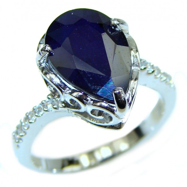 Precious Sapphire .925 Sterling Silver handmade ring size 7