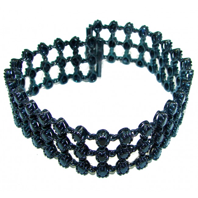 Luxurious Style Authentic Sapphire black rhodium over .925 Sterling Silver handmade Bracelet