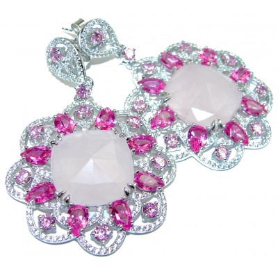 True Beauty Genuine Rose Quartz .925 Sterling Silver handcrafted Earrings