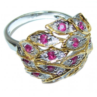 Unique Ruby Gold over .925 Sterling Silver handcrafted Ring size 7