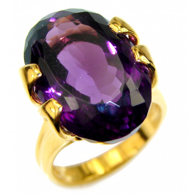 Vintage Beauty Amethyst 14K Gold over .925 Sterling Silver handcrafted ring size 5 1/2