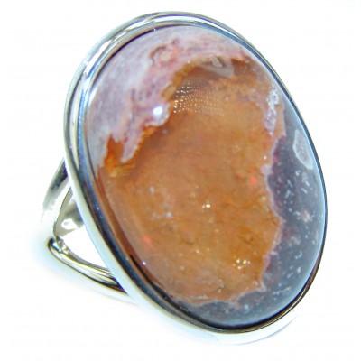 Finest quality Mexican Opal .925 Sterling Silver handcrafted Ring size 7