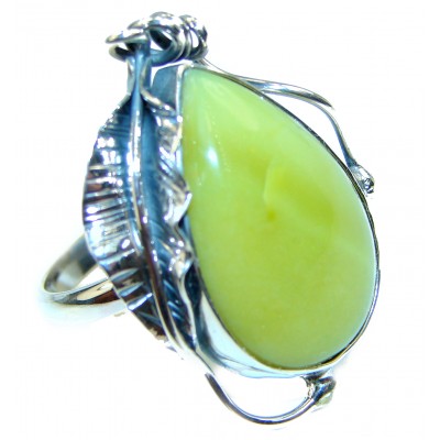 Natural Beauty Green Peruvian Opal .925 Sterling Silver ring s. 9 adjustable