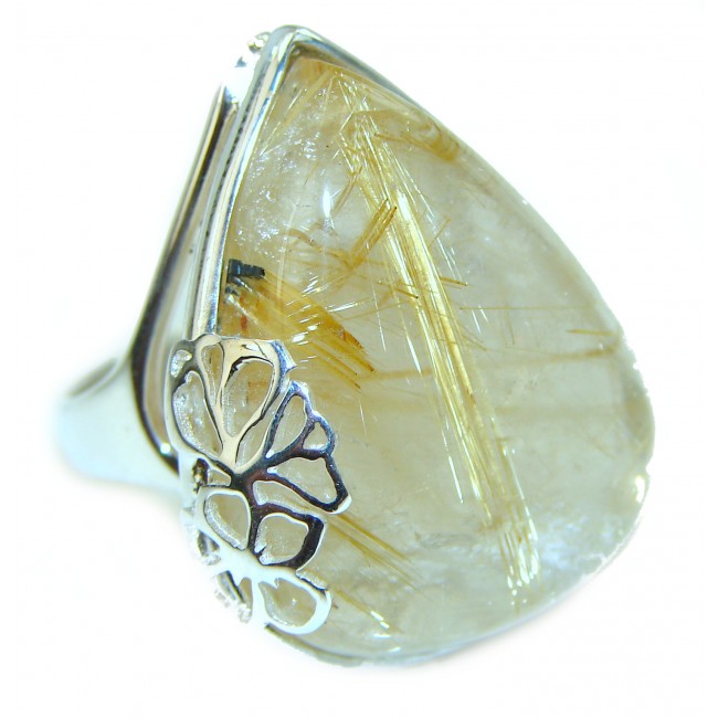 Best quality Golden Rutilated Quartz .925 Sterling Silver handcrafted Ring Size 8 1/4