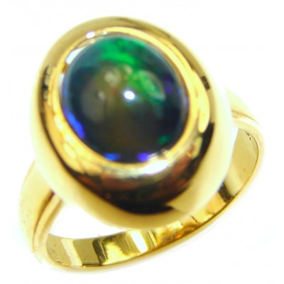Vintage Design 5.2ctw Genuine Black Opal 14K Gold over .925 Sterling Silver handmade Ring size 8 1/4