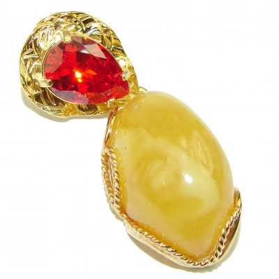 Incredible Butterscotch Baltic Amber 14K Gold over .925 Sterling Silver handmade pendant