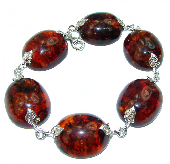 Beautiful multicolor Amber .925 Sterling Silver handcrafted Bracelet