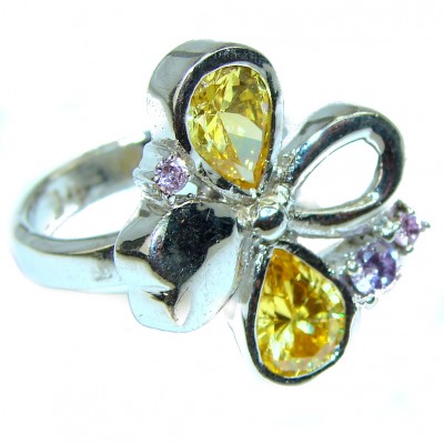 Luxurious Citrine .925 Sterling Silver handmade Cocktail Ring s. 7