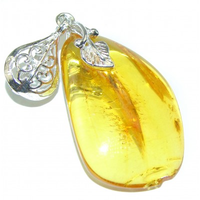 Vintage Beauty Natural Golden Amber .925 Sterling Silver handmade Pendant