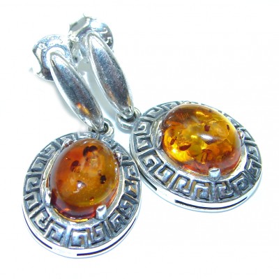 Bohemian Style Baltic Polish Amber .925 Sterling Silver Earrings