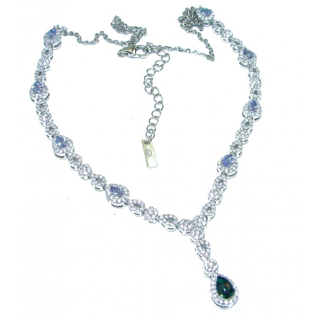 Luxurious Black Opal Tanzanite .925 Sterling Silver handmade Necklace