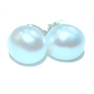 Pearl 12mm wide .925 Sterling Silver handmade earrings