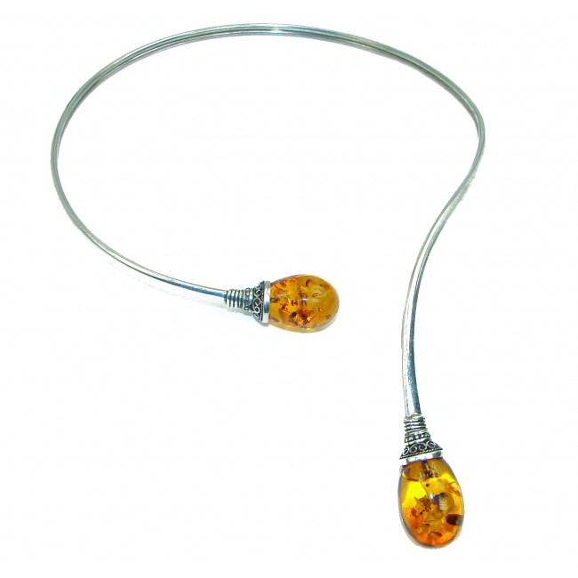 Huge Natural Beauty Amber .925 Sterling Silver handmade necklace