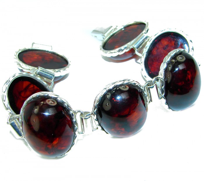 Large Beautiful Amber .925 Sterling Silver handcrafted Bracelet
