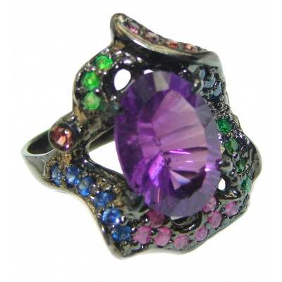 Purple Extravaganza Amethyst black rhodium over .925 Sterling Silver HANDCRAFTED Ring size 7 1/2