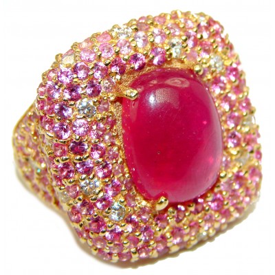 Pure Energy Genuine Ruby 18K Gold over .925 Sterling Silver handmade Ring size 7