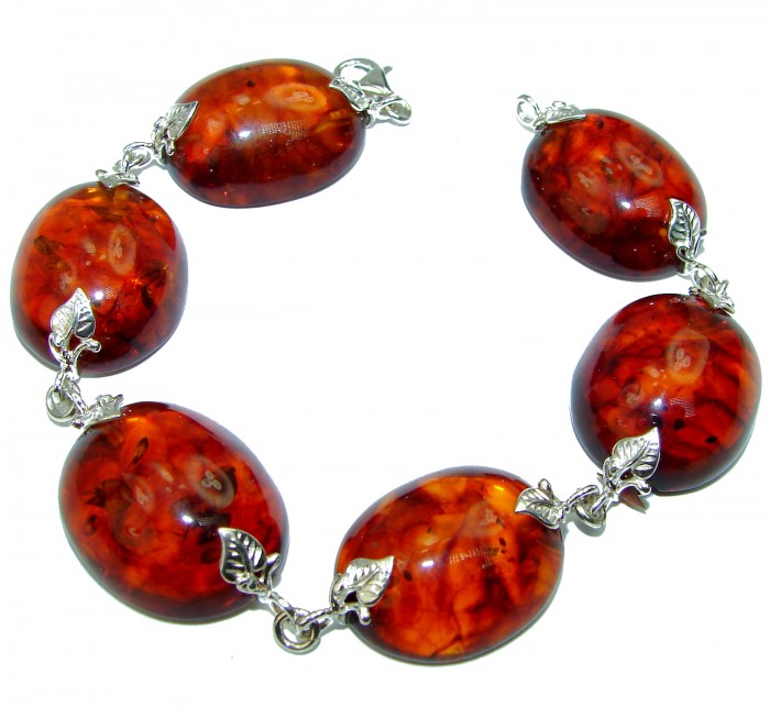 Large Beautiful Amber .925 Sterling Silver handcrafted Bracelet