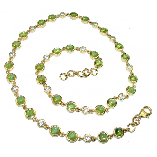 Great Masterpiece genuine Peridot 14K Gold over .925 Sterling Silver handmade necklace