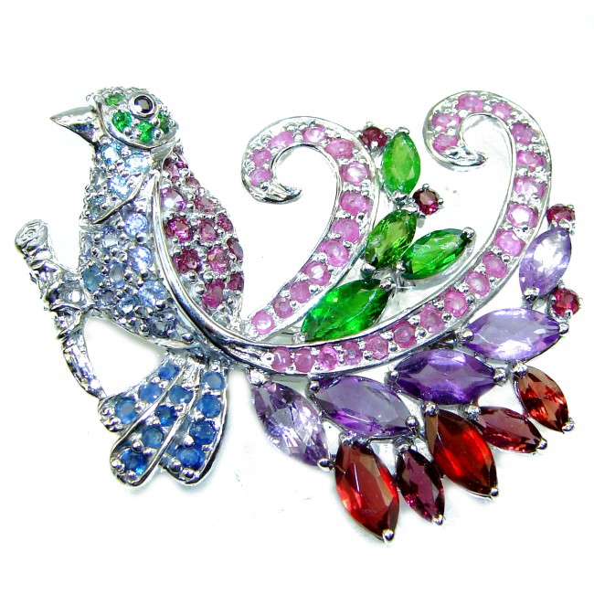 Incredible Exotic Bird Natural Ethiopian Opal 925 Sterling Silver Brooch