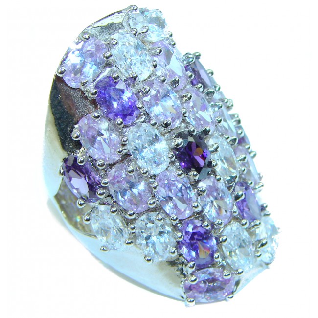 Incredible quality 14.7 carat Amethyst .925 Sterling Silver handcrafted ring size 6